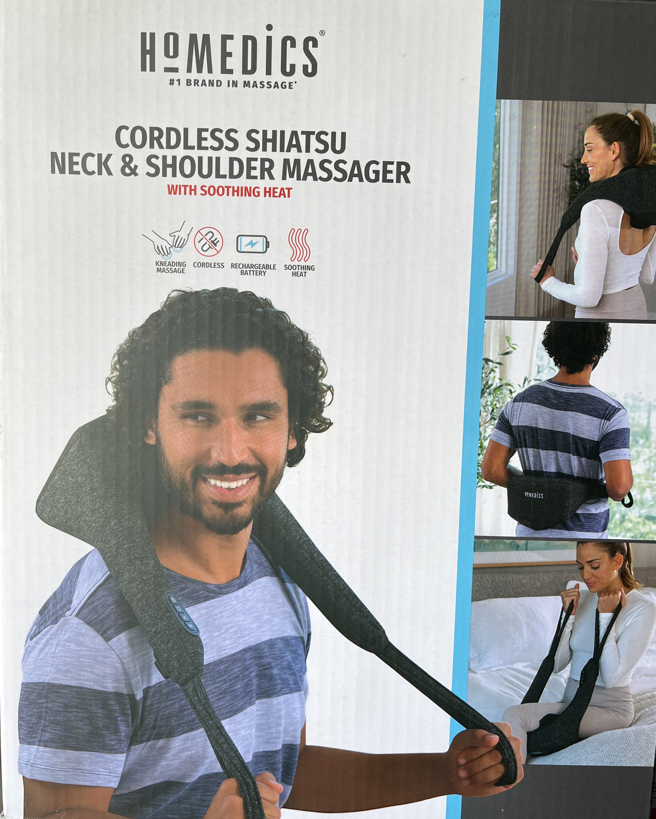 Homedics Cordless Shiatsu Neck & Shoulder Massager With Soothing Heat, NMS-730H