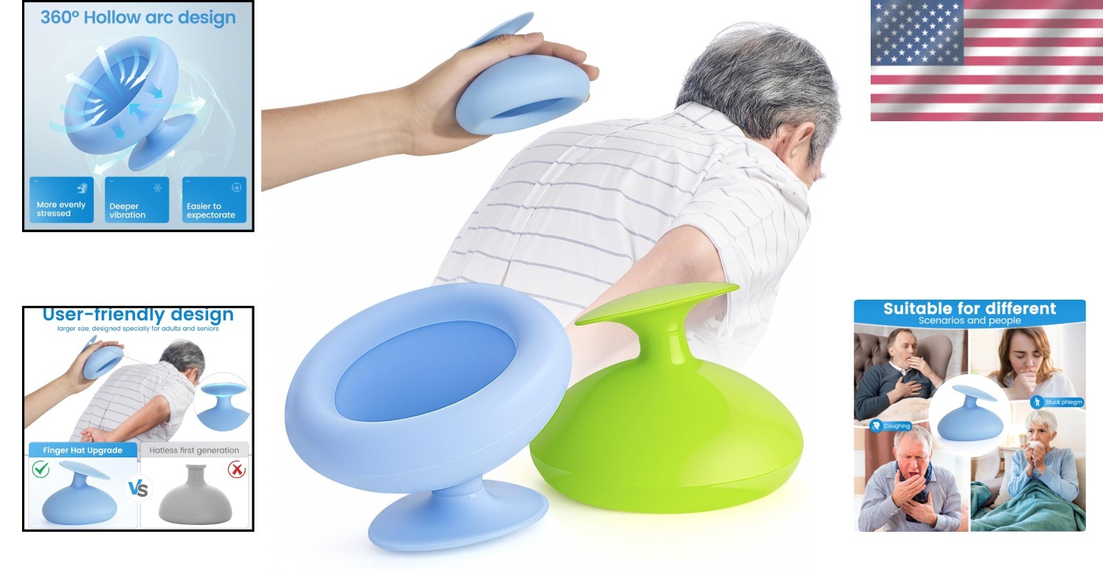 Ergonomic Silicone Percussion Cup for Chest Congestion Relief – 4.3″x3.5″