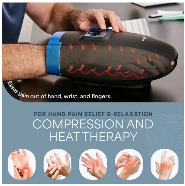 LIFEPRO LEGRA HAND MASSAGER WITH HEAT AND COMPRESSION LP-LGRPLS – BLACK