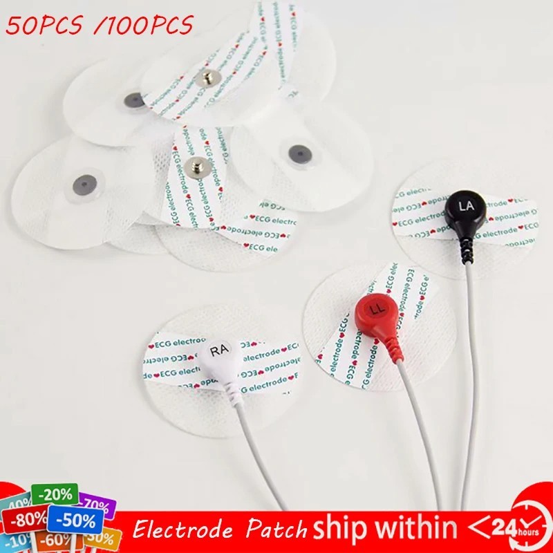 50pcs ECG Electrodes Medical Disposable Electrode Patch EKG Accessories Non-wove