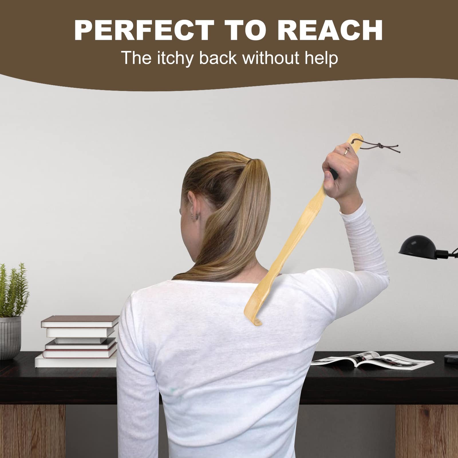 2 Pack Wooden Bamboo Back Scratcher 17 Inch Long Handle Back Scratchers for Adu