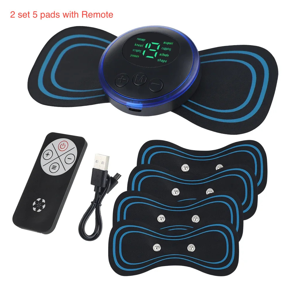 Smart Electric Neck Massager Set Cervical Patch 8 Modes 19 Levels Intensity Port