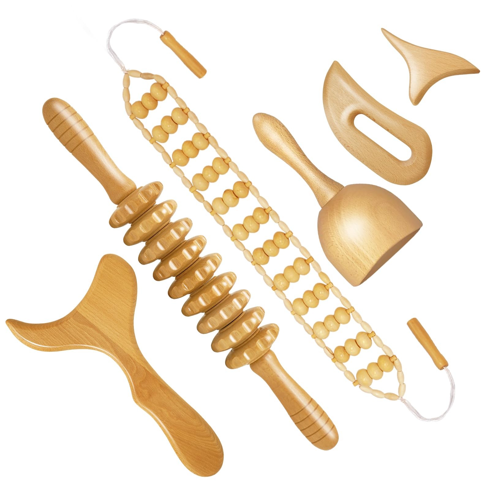 AICNLY 6Pcs Wood Therapy Massage Tools for Body Shaping, S,