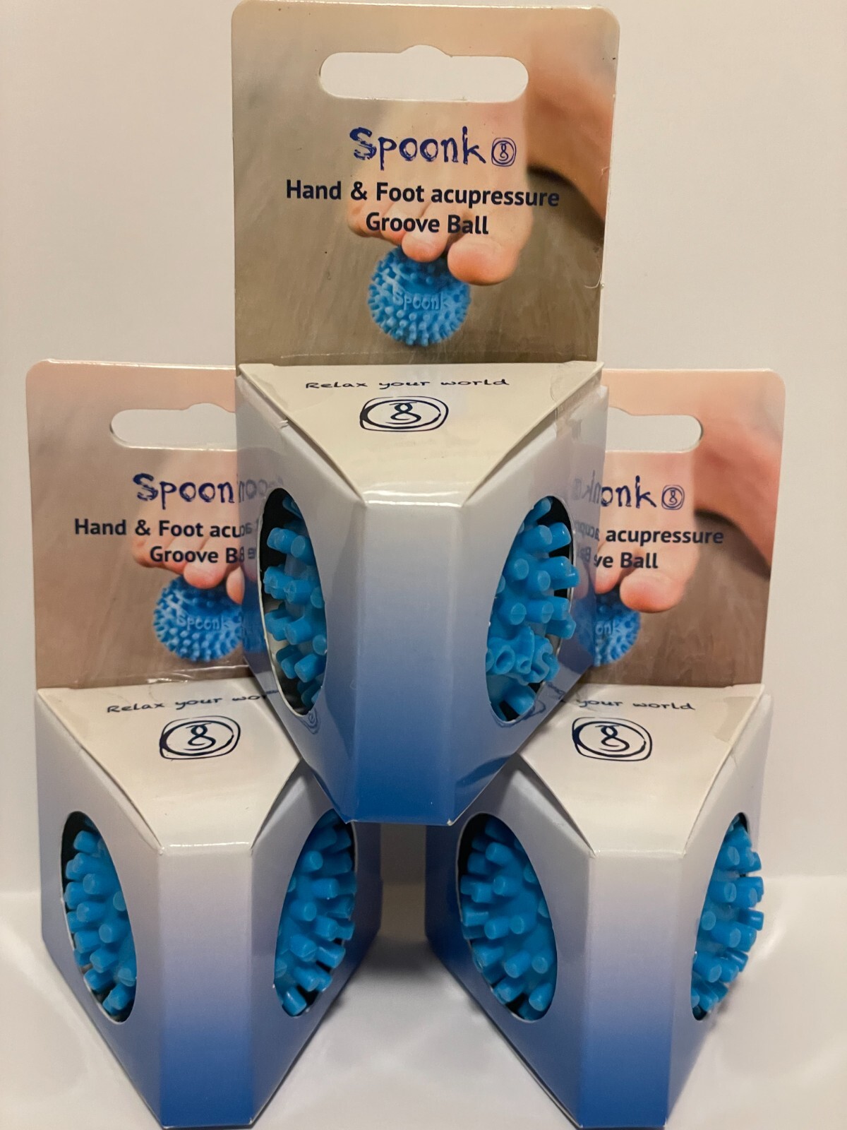 SPOONK MASSAGE GROOVE BALL SEALED NIB 3 PACK BLUE