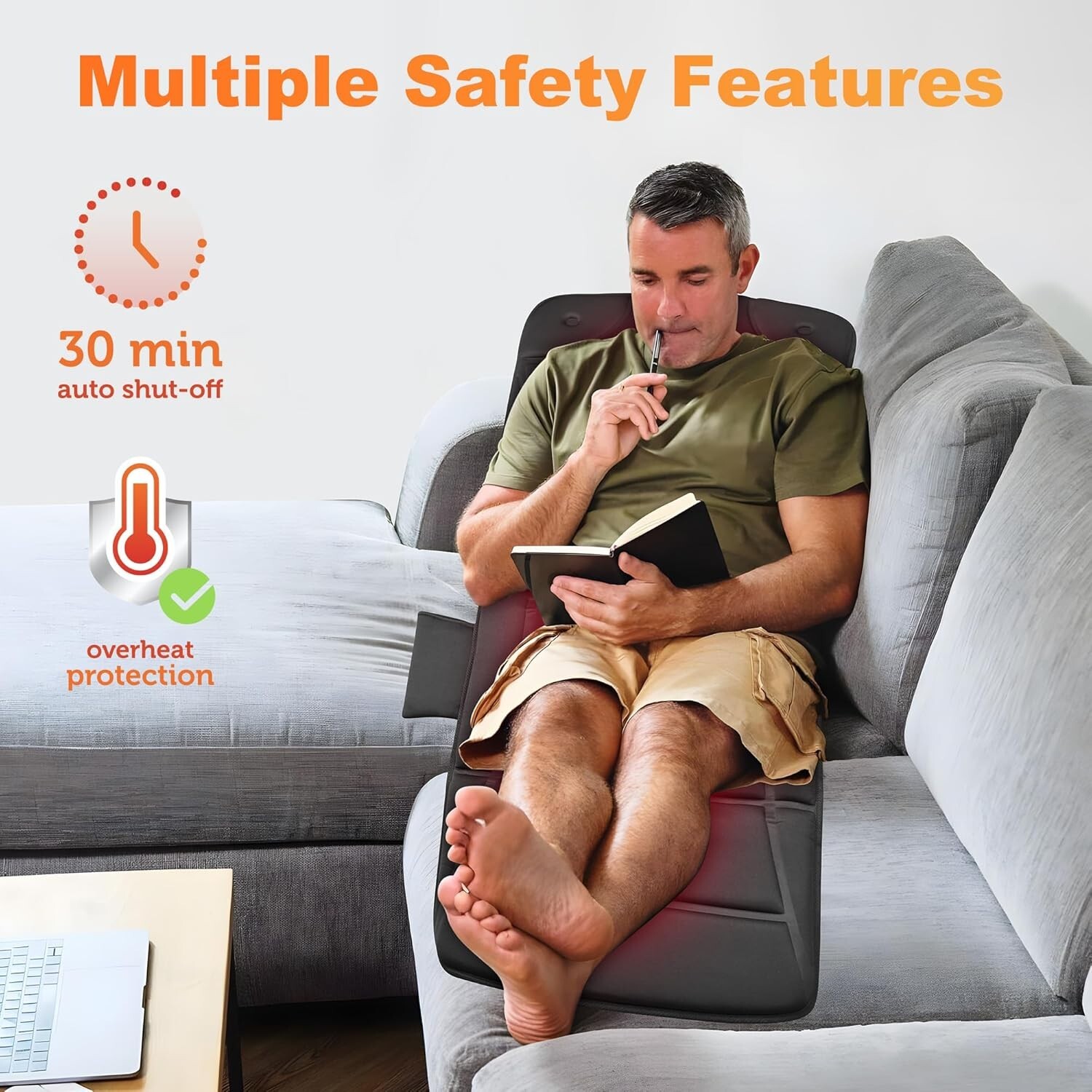 Black Massage Mattress Pad – Full Body Vibration & Heating for Total Relaxation