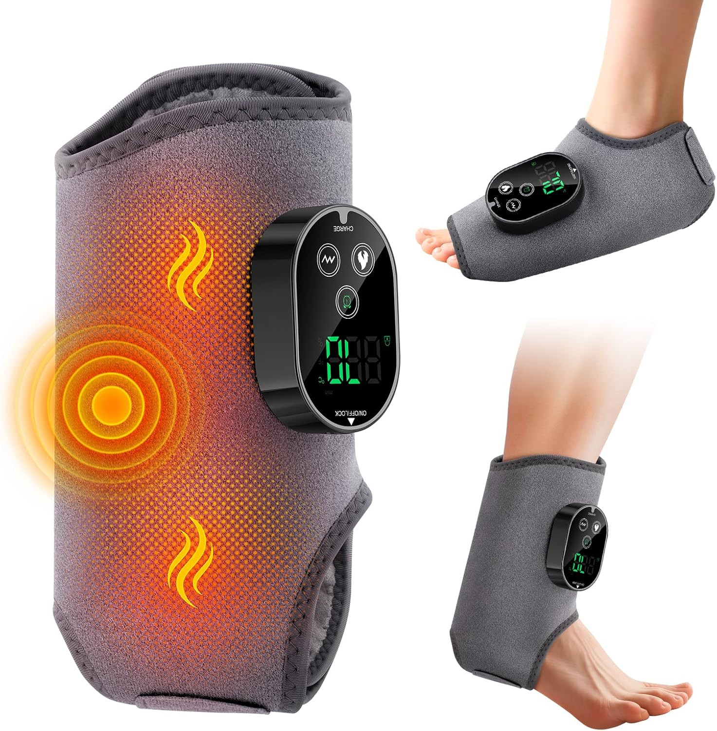 Cordless Foot Massager for Neuropathy, 3000Mah Rechargeable Ankle Heating Pad wi