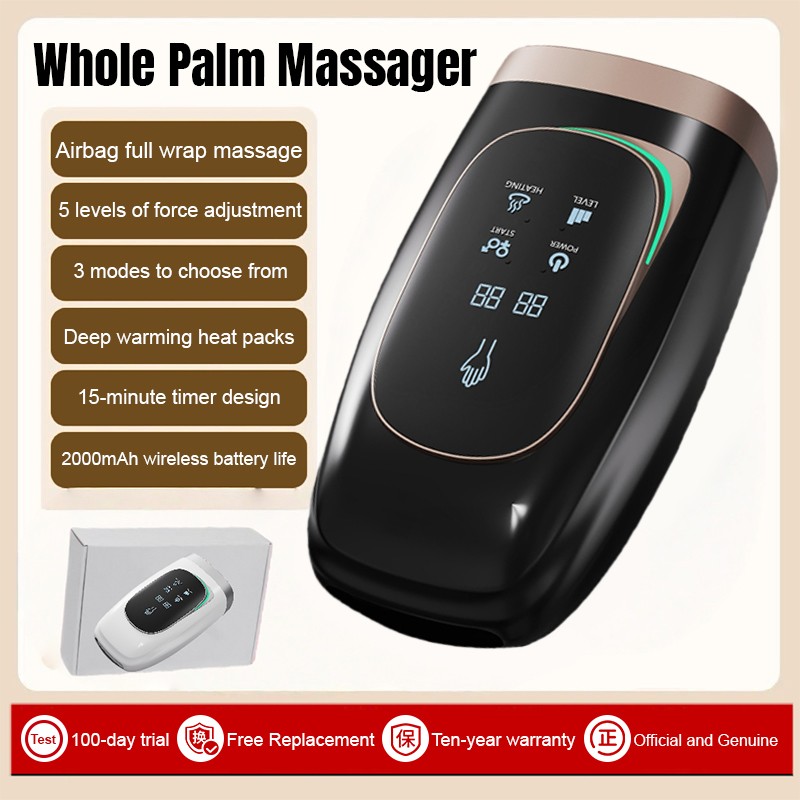 Cordless Hand Massager with Heat & Compression, Hand Warmer Carpal Tunnel Relief