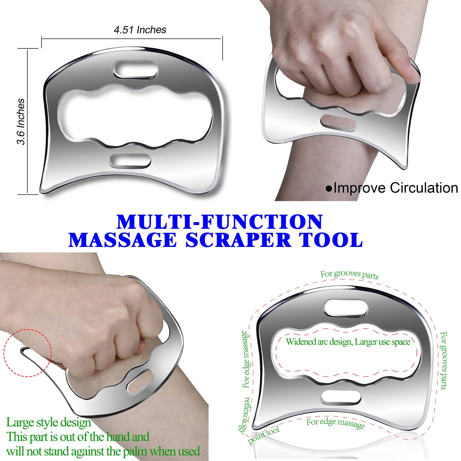 Byyddiy 3 In 1 Stainless Steel Muscle Scraper Tools Setscraping Massage Tools