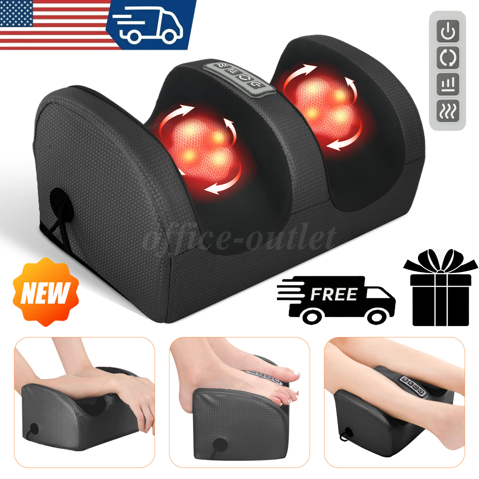 Shiatsu Foot Massager Machine 5-levels Heat Vibrate Deep Kneading for Foot Relax