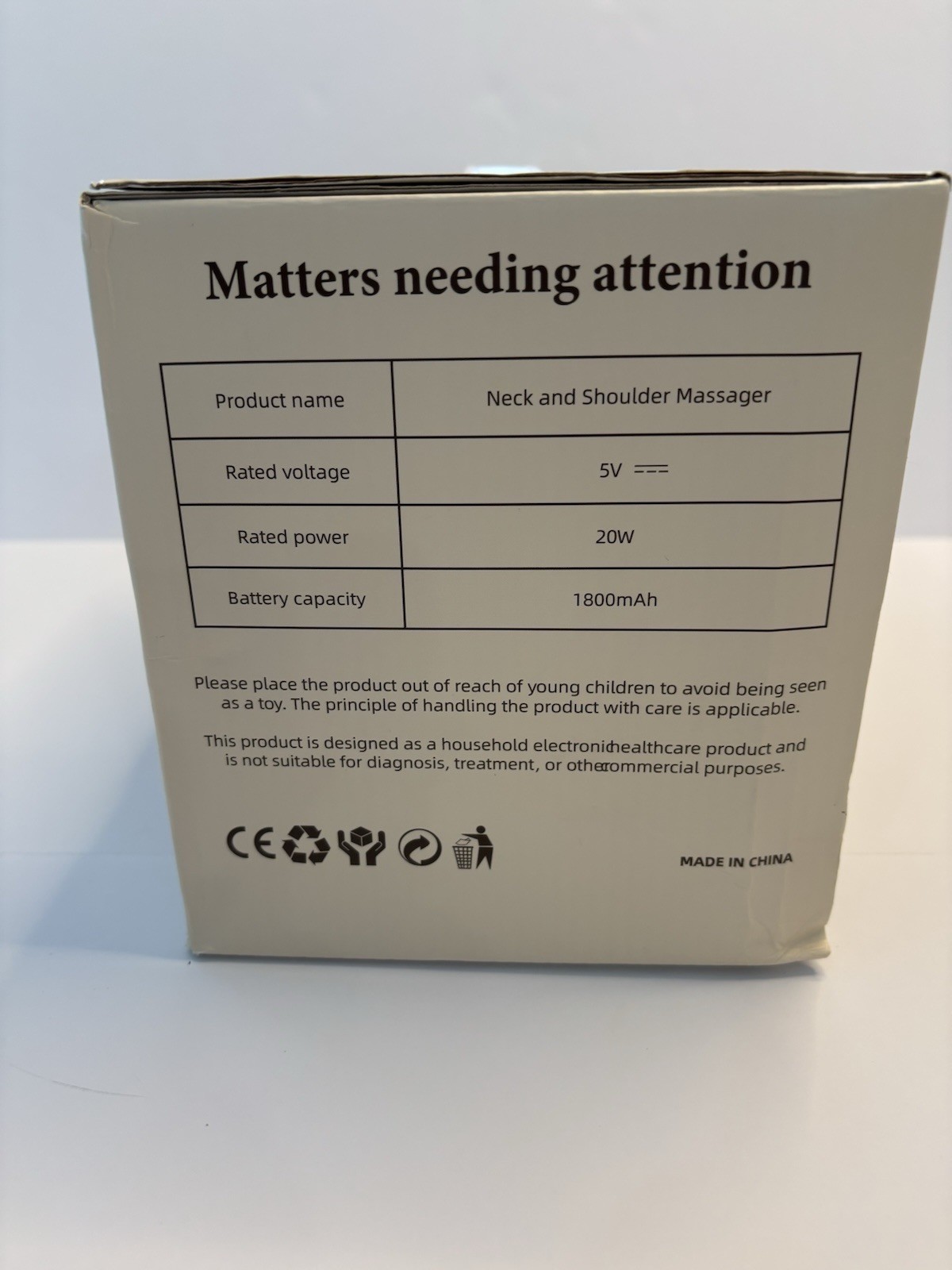 noxa Rechargeable Neck & Shoulder Massager, White, 5V, CE Marking