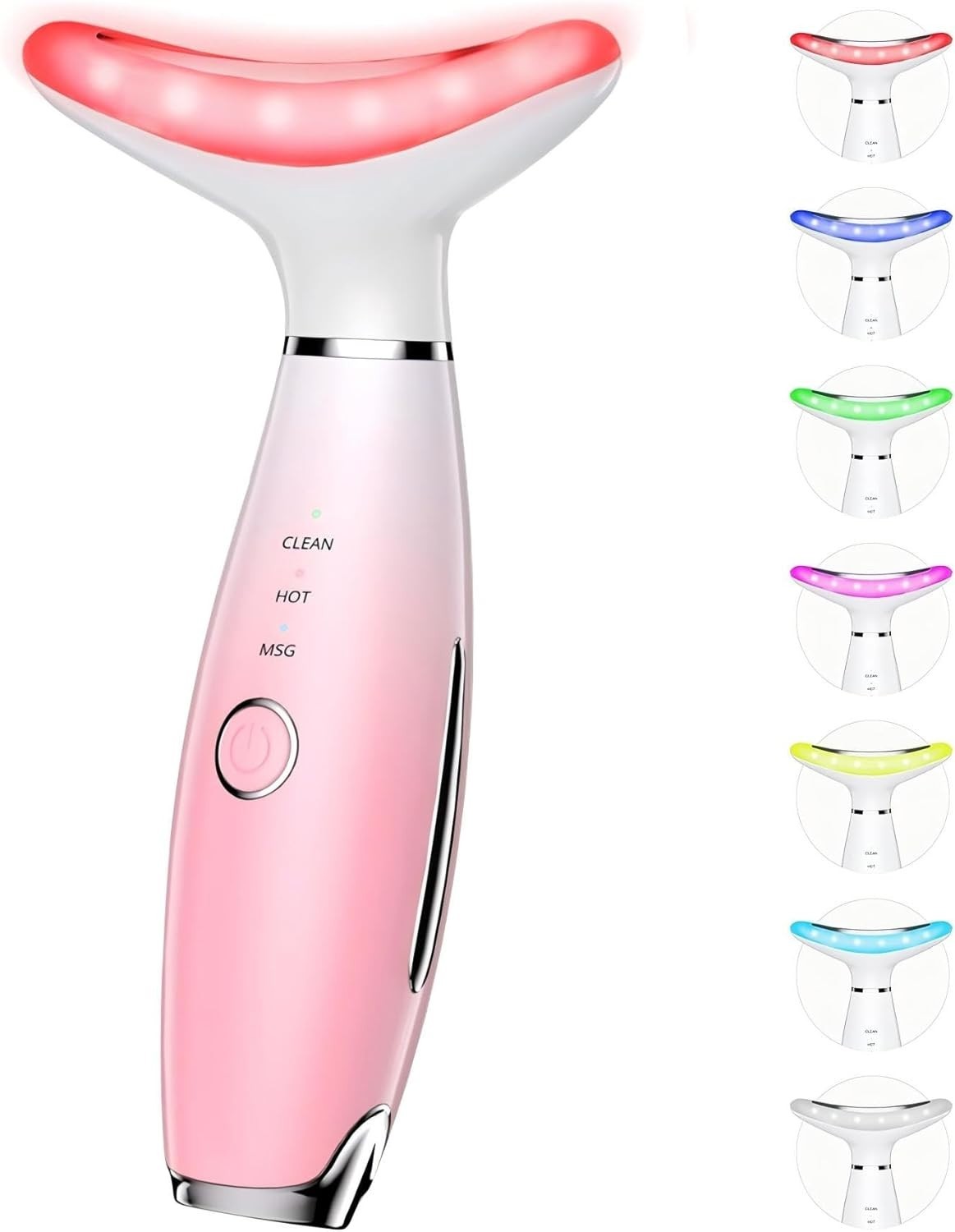 7-Color Red Light Therapy Facial Massager for Youthful Skin – Portable Pink Tool