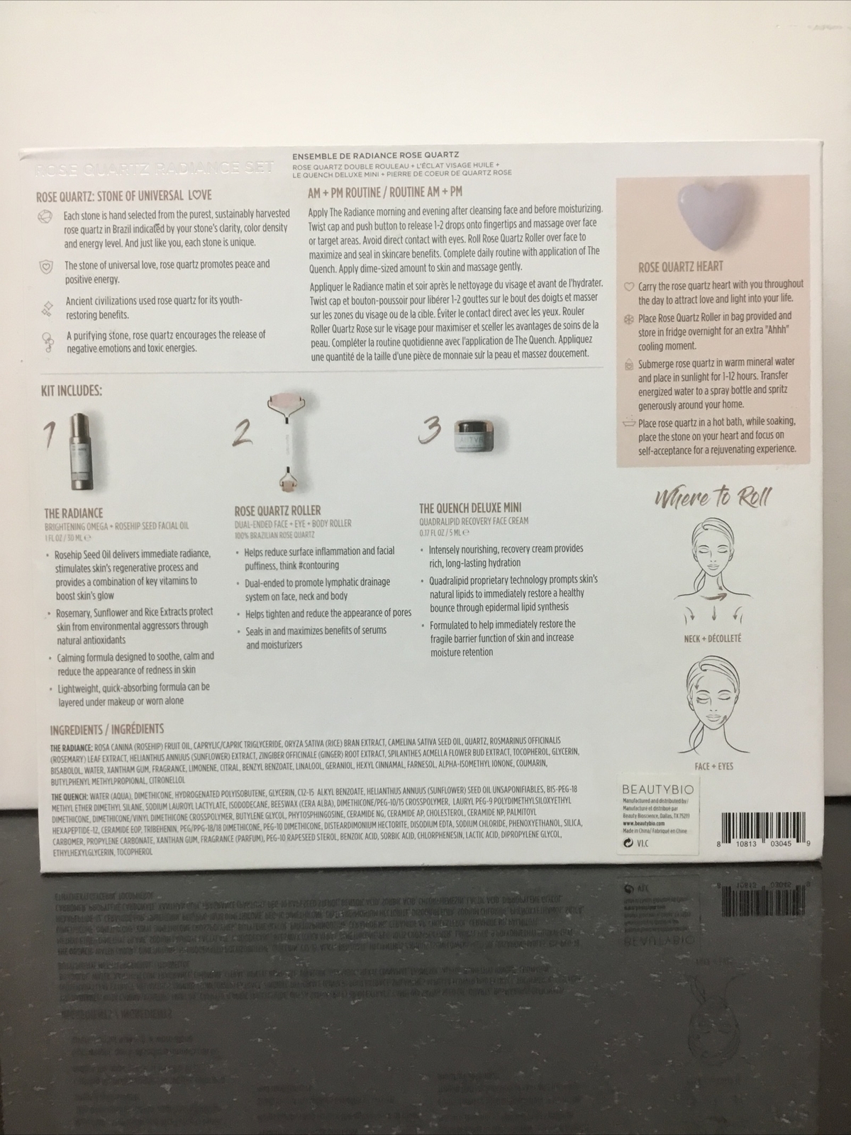 BeautyBio Rose Quartz + Radiance Set: Brazilian Rose Quartz-Roller + As Pictured