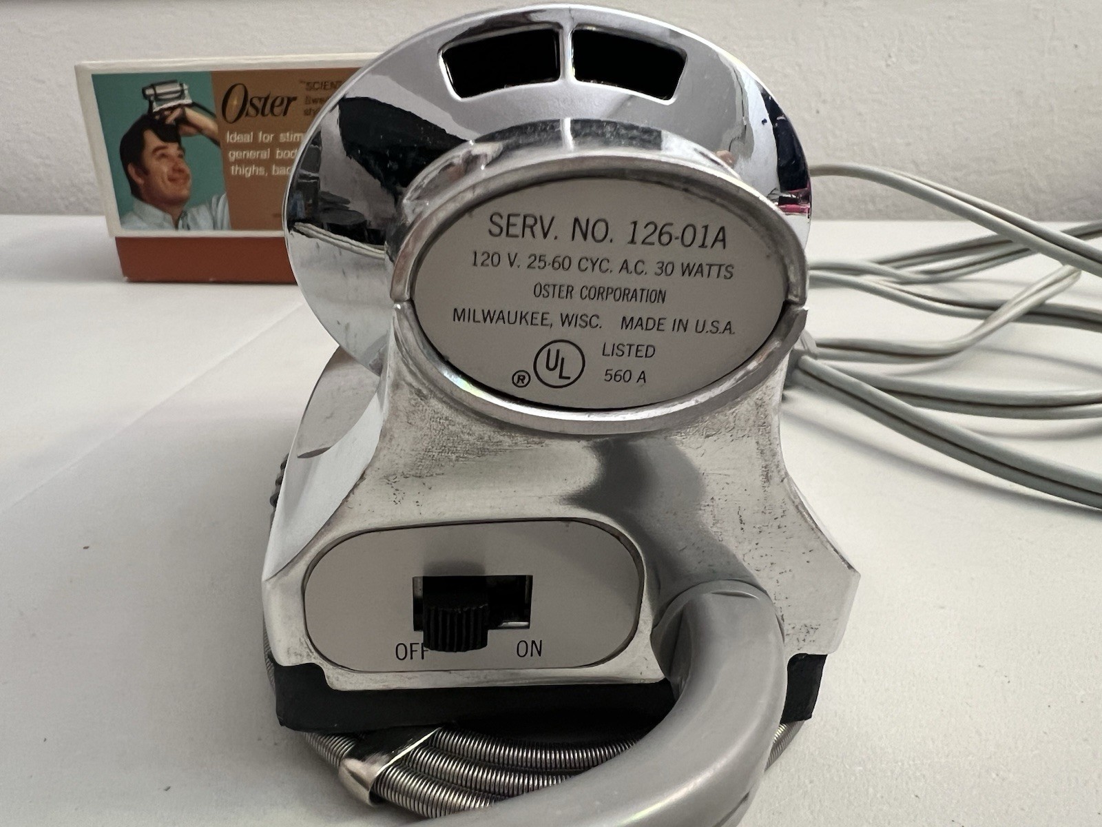Vintage Oster «Scientific I» Swedish Style Massager Model 126-01 Chrome EUC Box