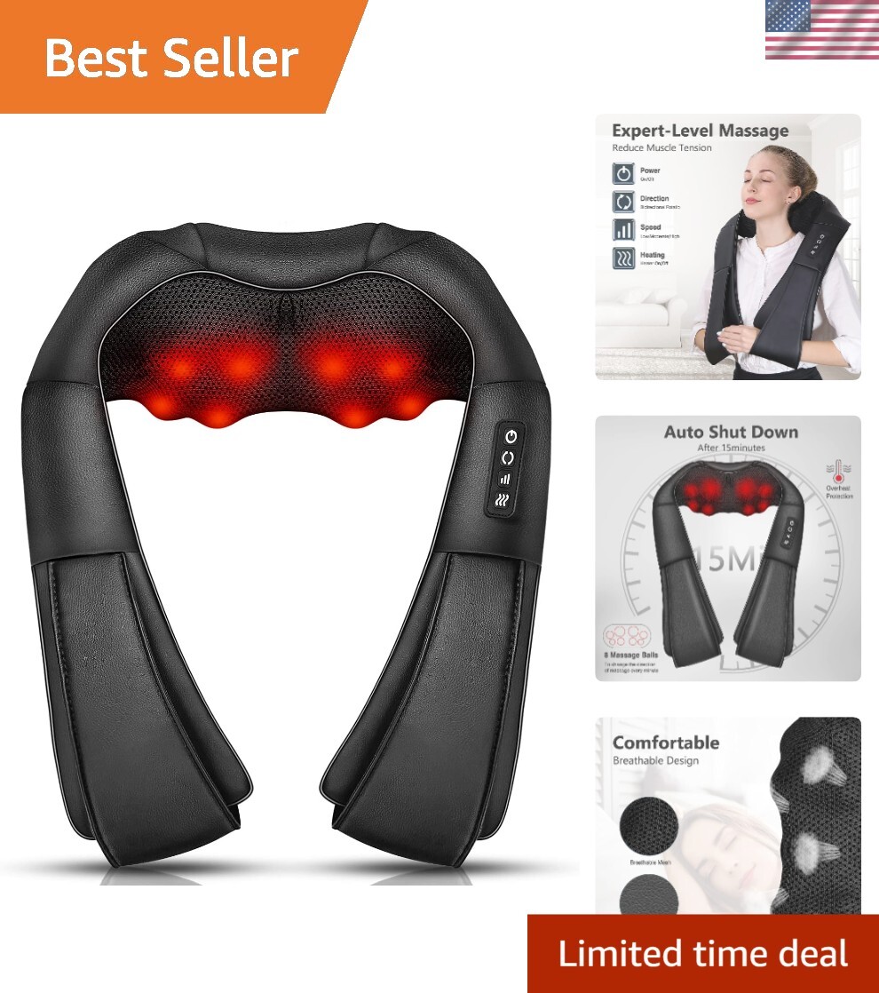 Ergonomic U-Shaped Shiatsu Massager for Neck, Back, & Feet – Versatile Comfort