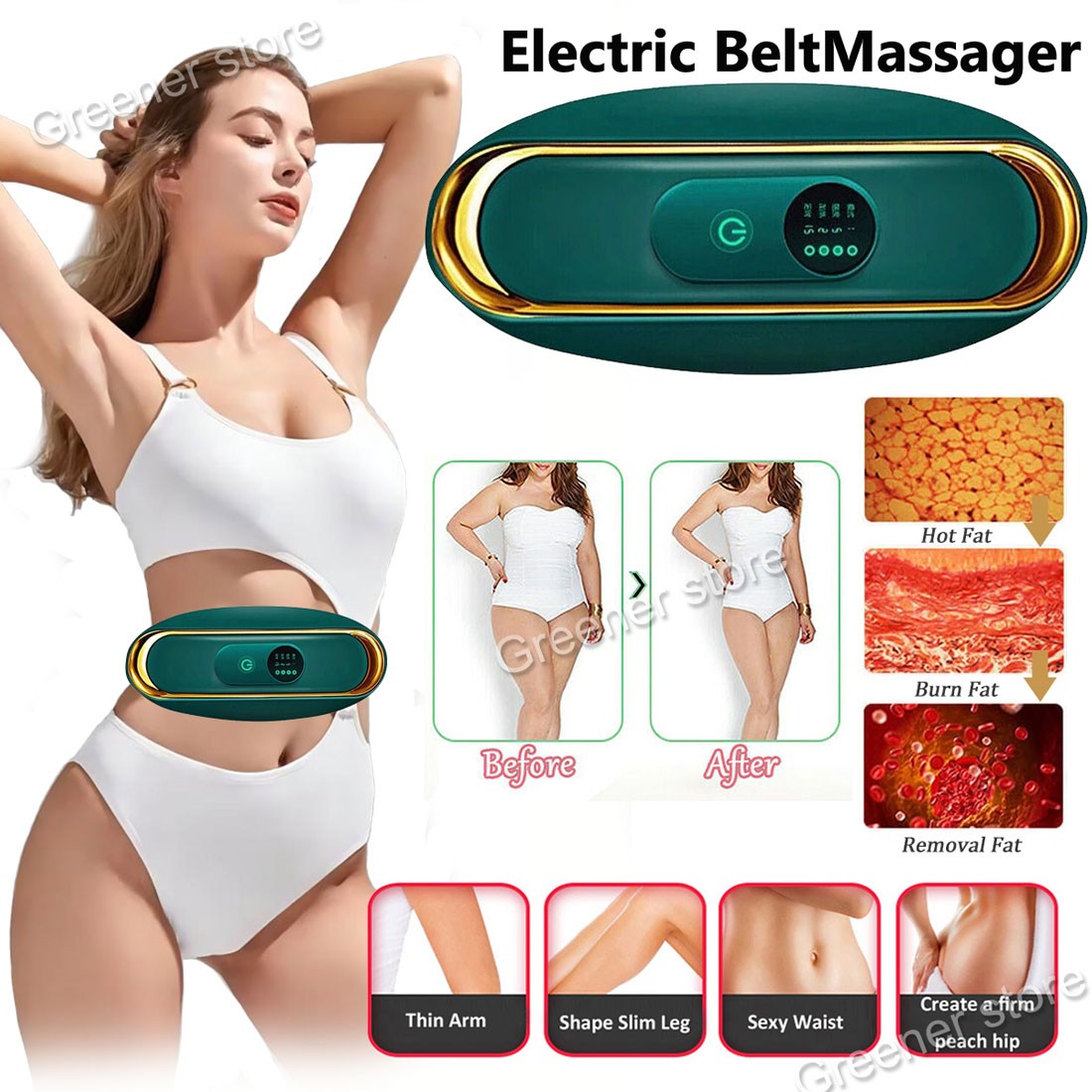 Electric Belt Slimming Vibration Waist Massager Shaper Weight Loss Fat Burning A