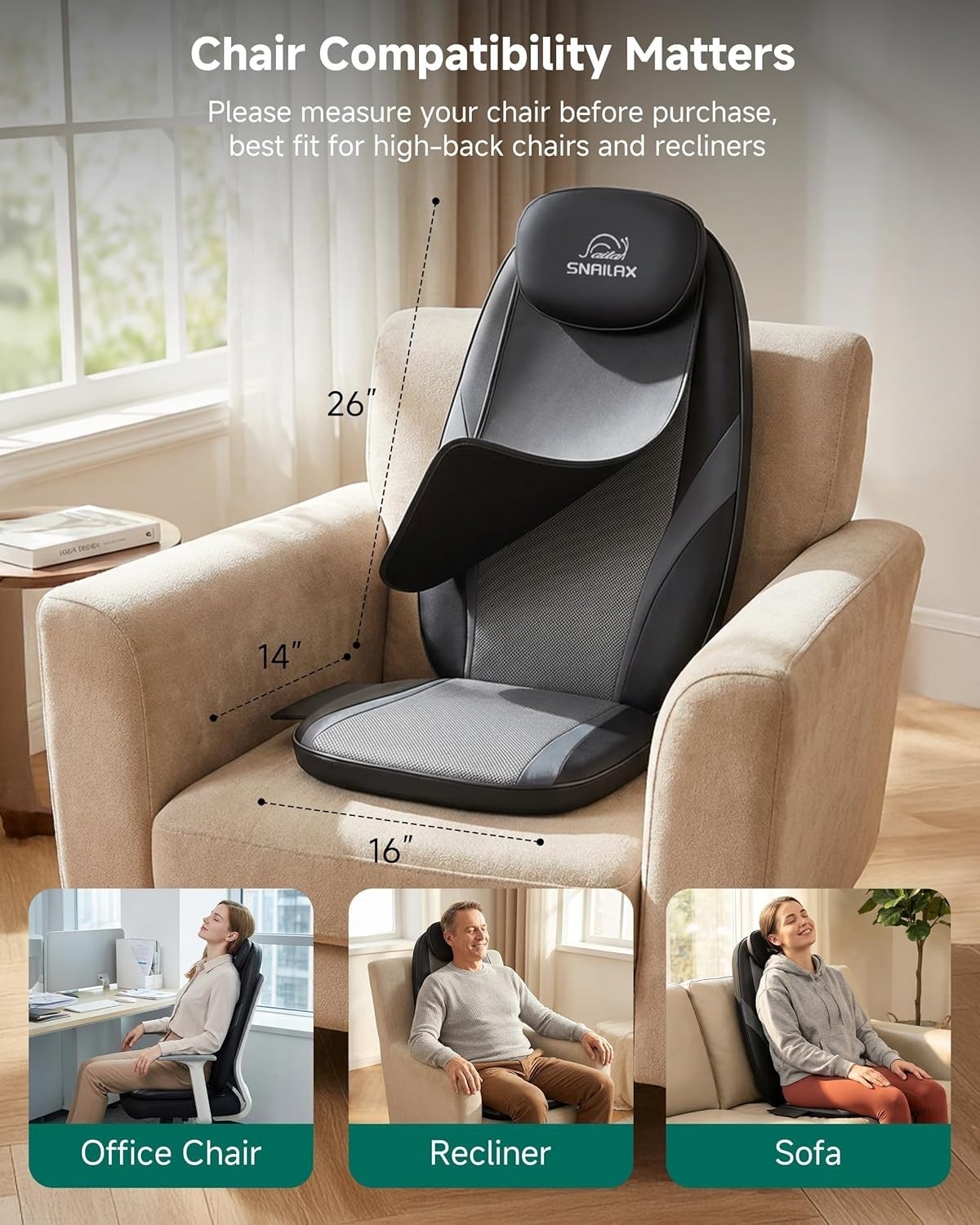 Shiatsu Back Massager with Adjustable Heat & Vibration for Total Comfort
