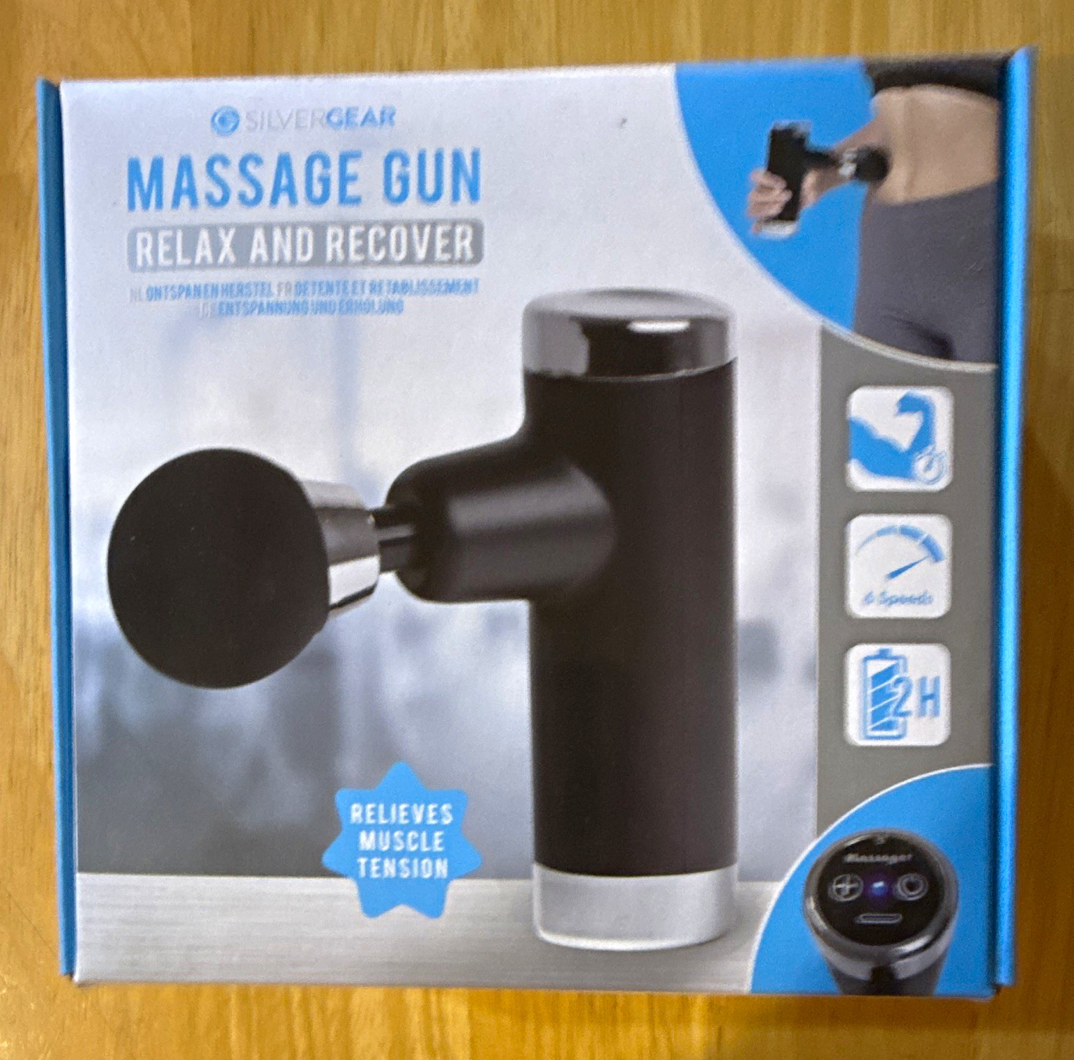 Silvergear Relax and Recover Massage Gun Cordless Rechargeable 4 Heads Black