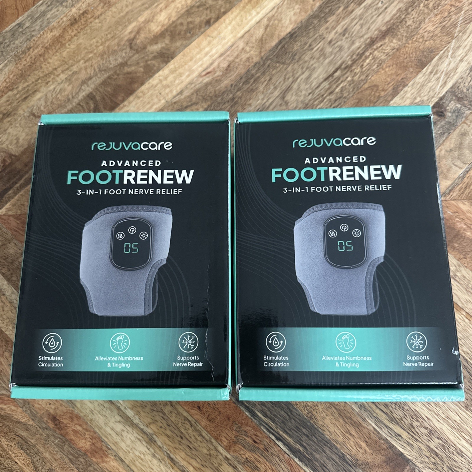 2 Rejuvacare Foot Renew 3-in-1 Nerve Relief Method +Ankle Massager Pair New In B