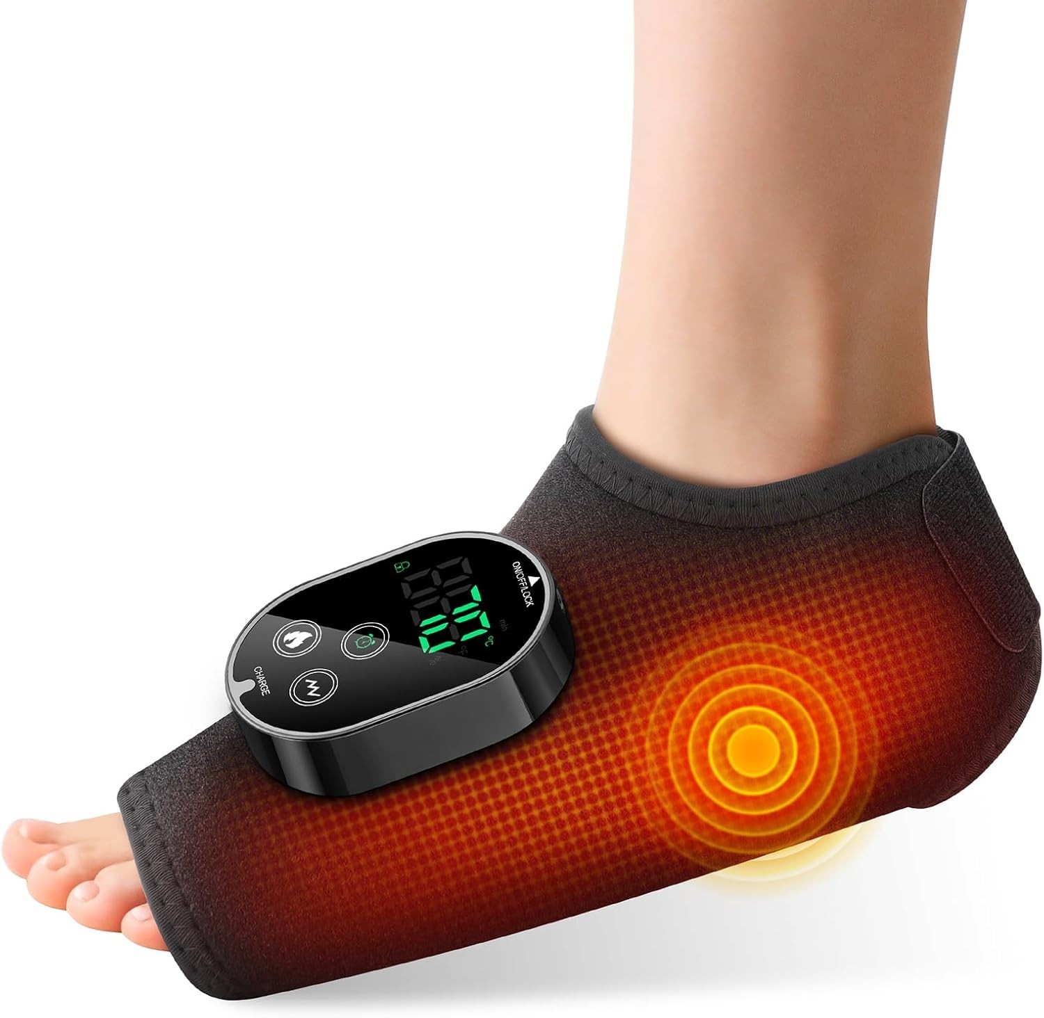 Electric Foot Ankle Massager Pain Relief with 6 Heat Levels, 3 Vibration Modes