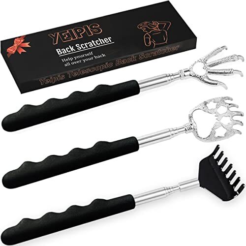 3 Pack Back Scratcher with Rubber Handles, Extendable, for unisex Kids Adults