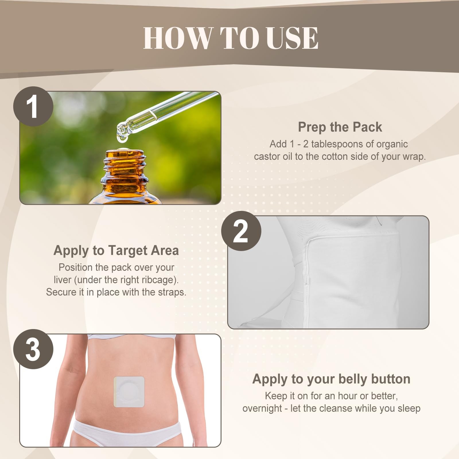 Organic Castor Oil Pack Wrap for Stomach & Liver – Reusable Castor Oil Wrap w…