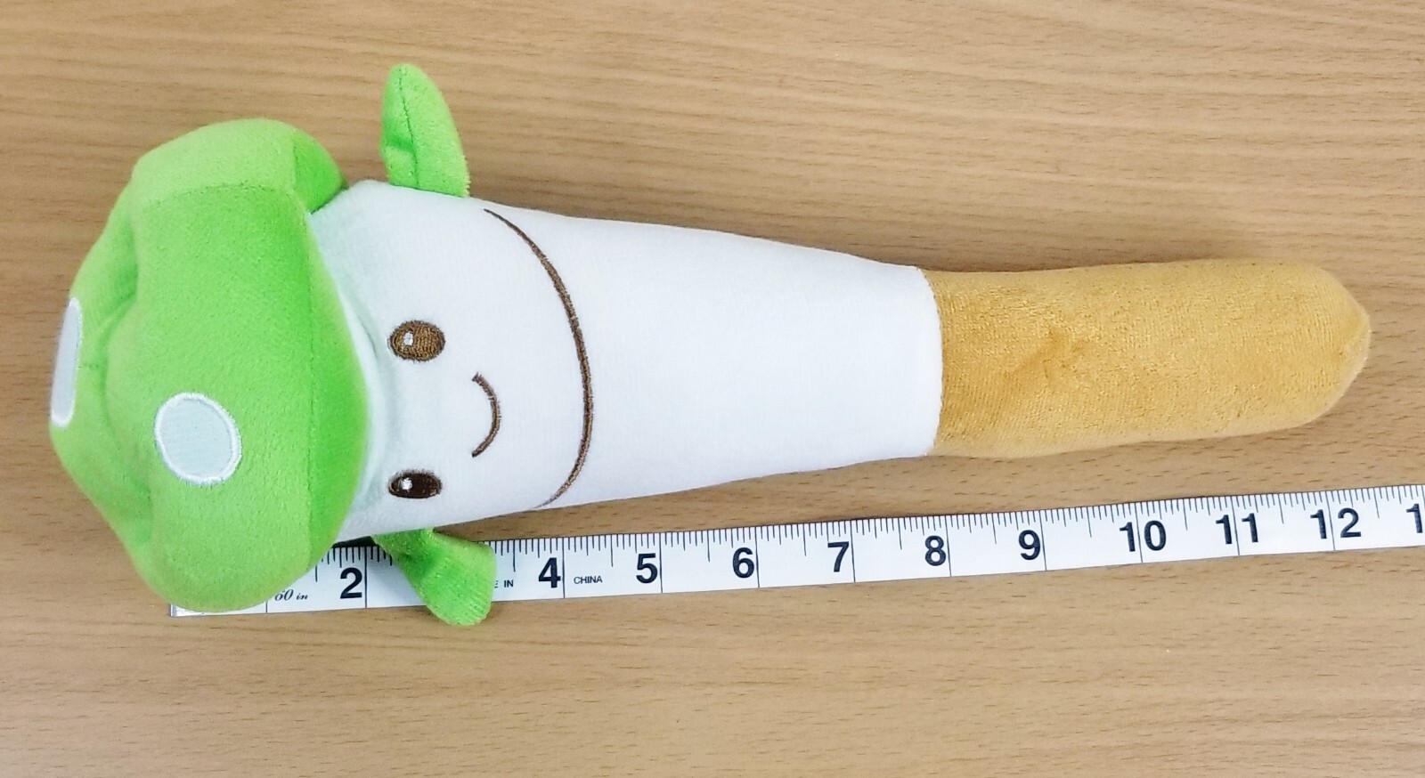 Plush Knock Back Stick Massage 12″ Preowned Mushroom Green White Brown