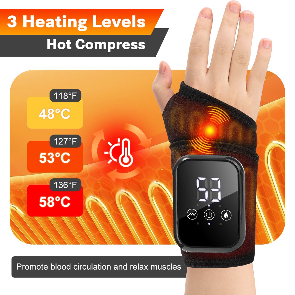 Electric Heating Hand Wrist Guard Vibration Massage Hot Compress Wrist Brace
