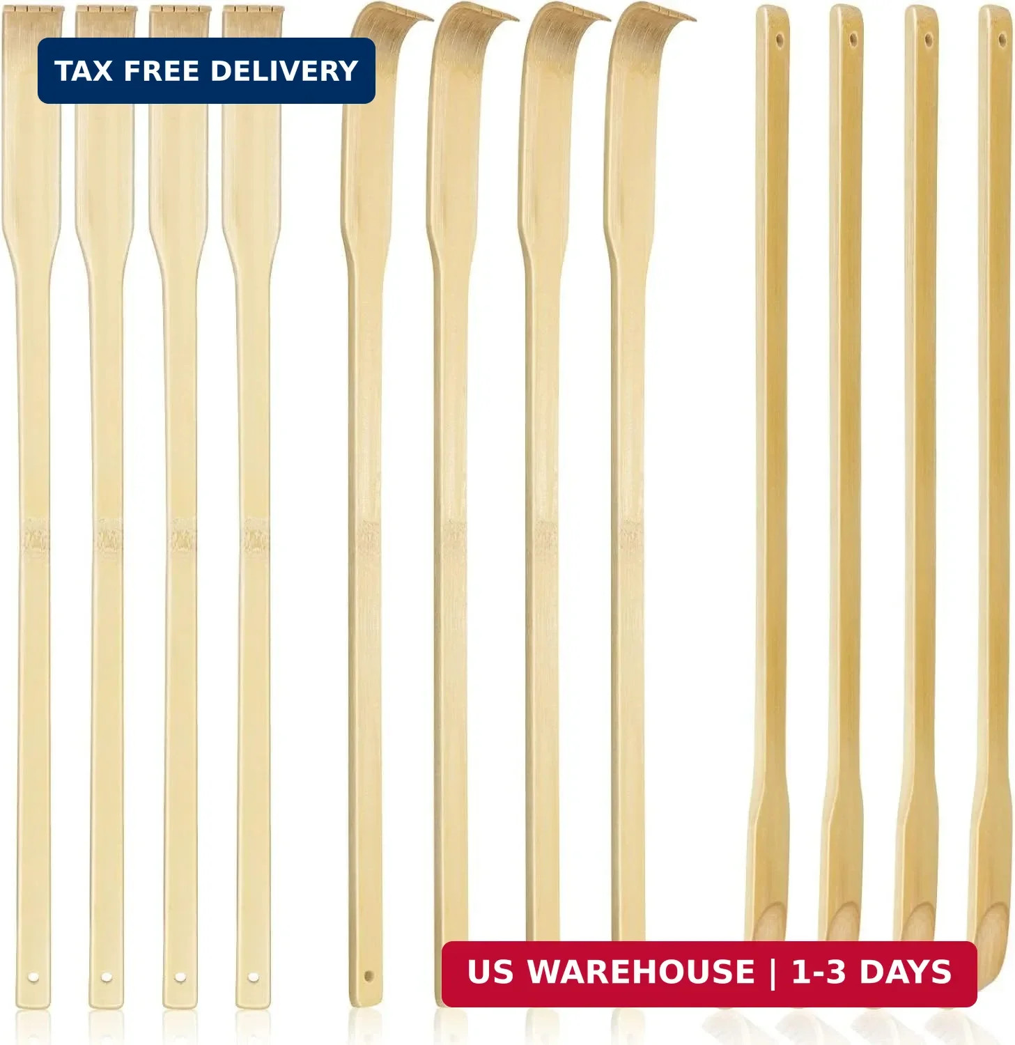 12 PCS Natural Bamboo Back Scratcher, 16.5 Inch Long Handle Wooden Back Scratche