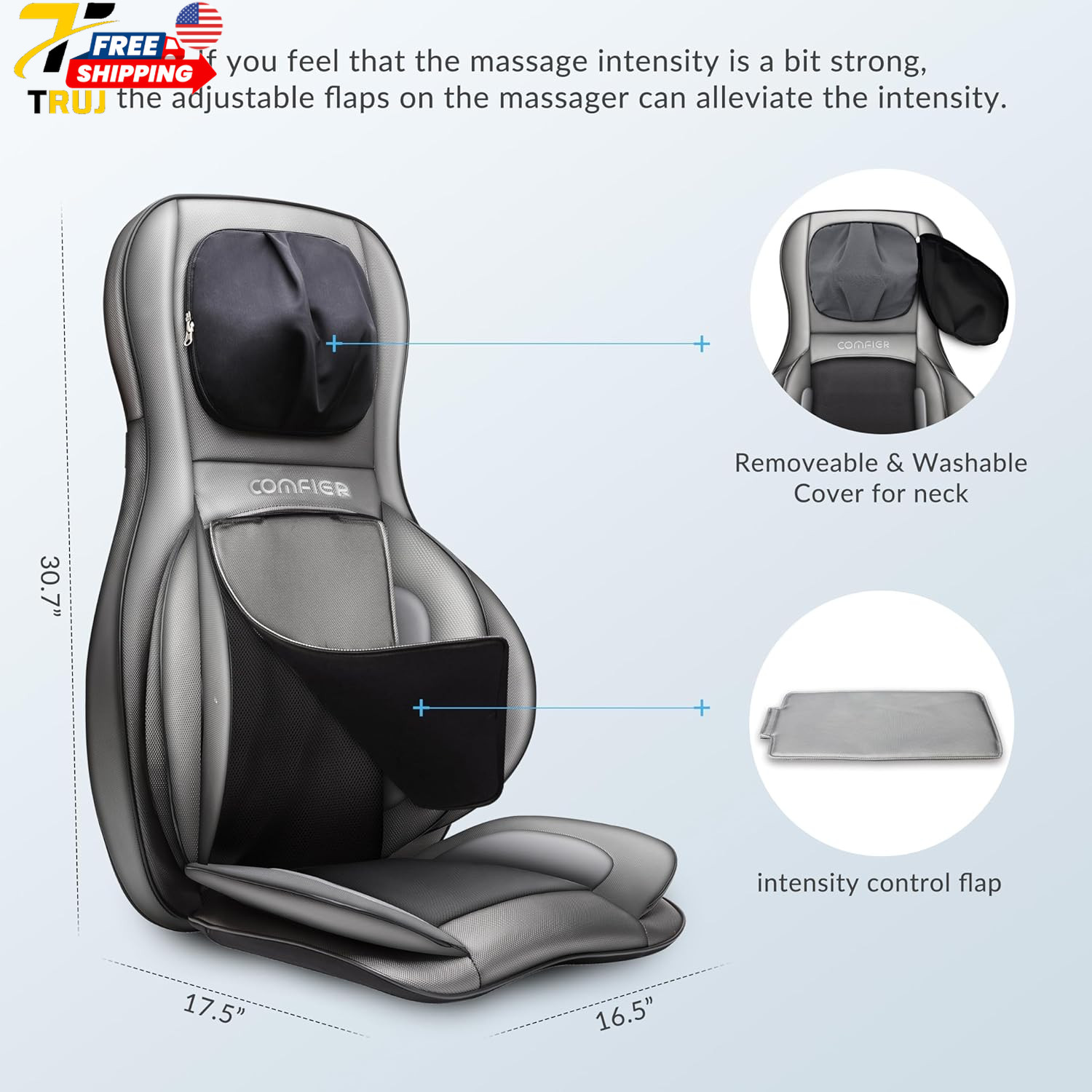 Neck Back Massager with Heat 2D ro 3D Kneading Massage Chair Pad Adjustable Neck