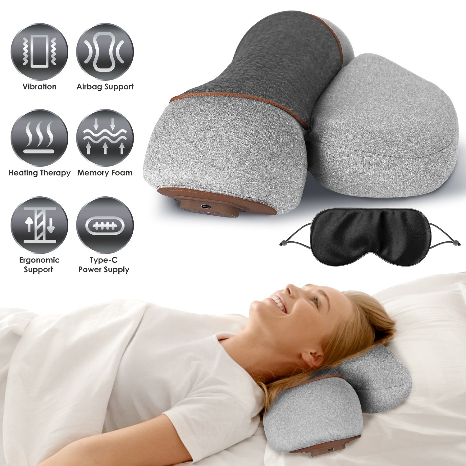 Back Massager w/ Heat, Neck Back Massager for Deep Tissue
