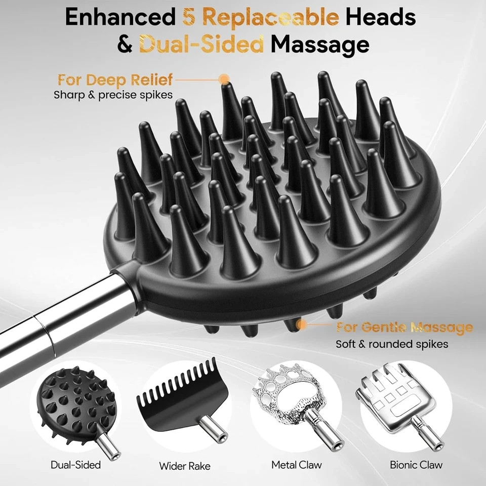 Telescoping Back Scratcher with 5 Detachable Scratching Heads, Valentines Day Gi