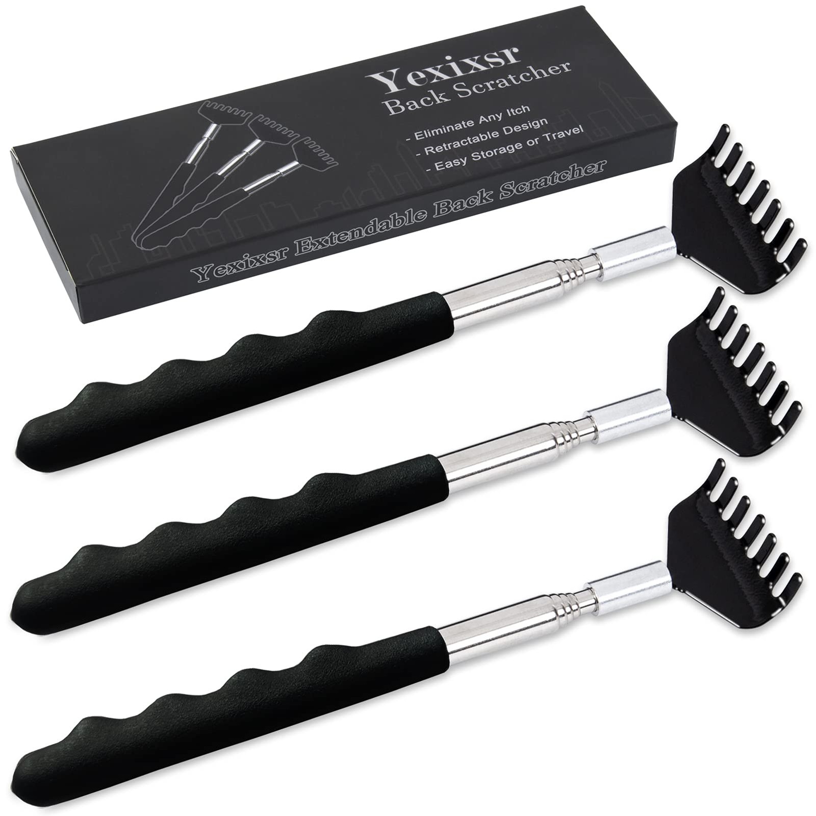 Yexixsr 3 Pack Back Scratcher Extendable Metal Back Scratcher for Men Women