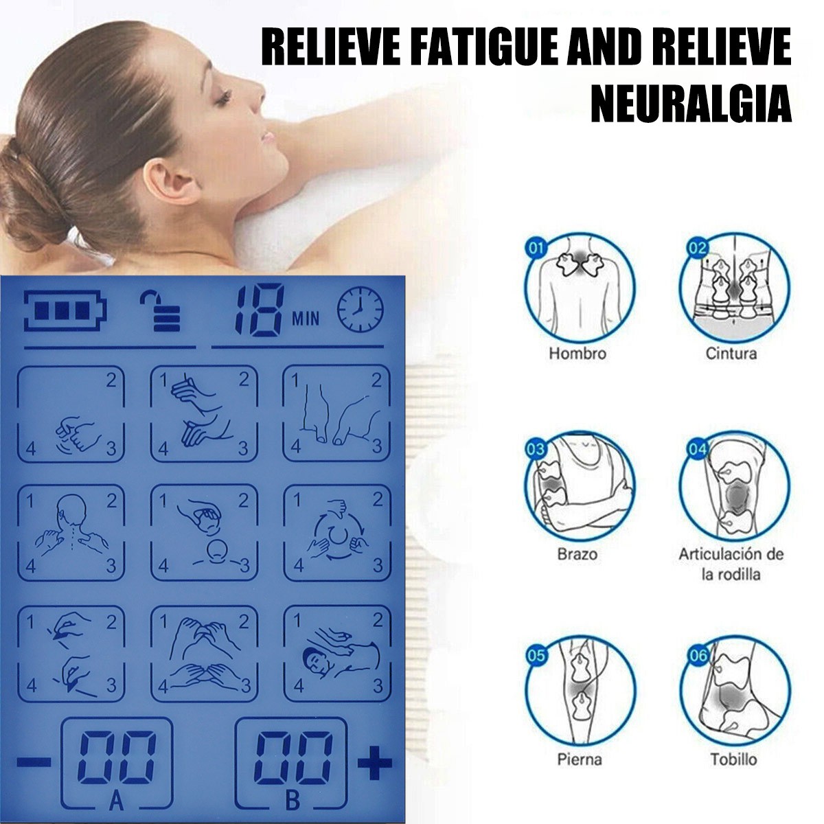 36 Preset Massage Modes 20 Adjustable Intensity Levels LTENS Muscle Stimulator