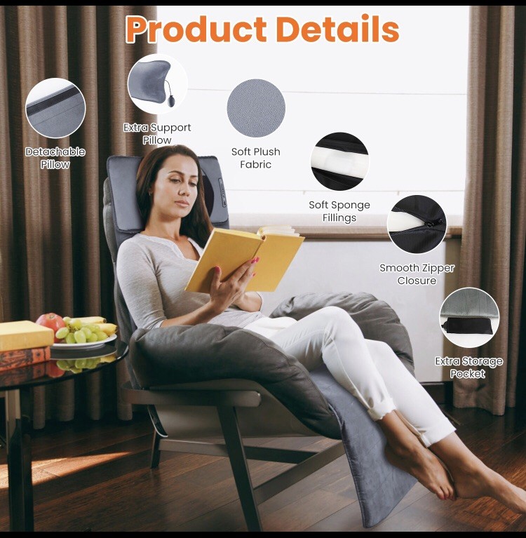 Full Body Massage Mat with Heat & Neck Massage Pillow 10 Vibration Motors Timer