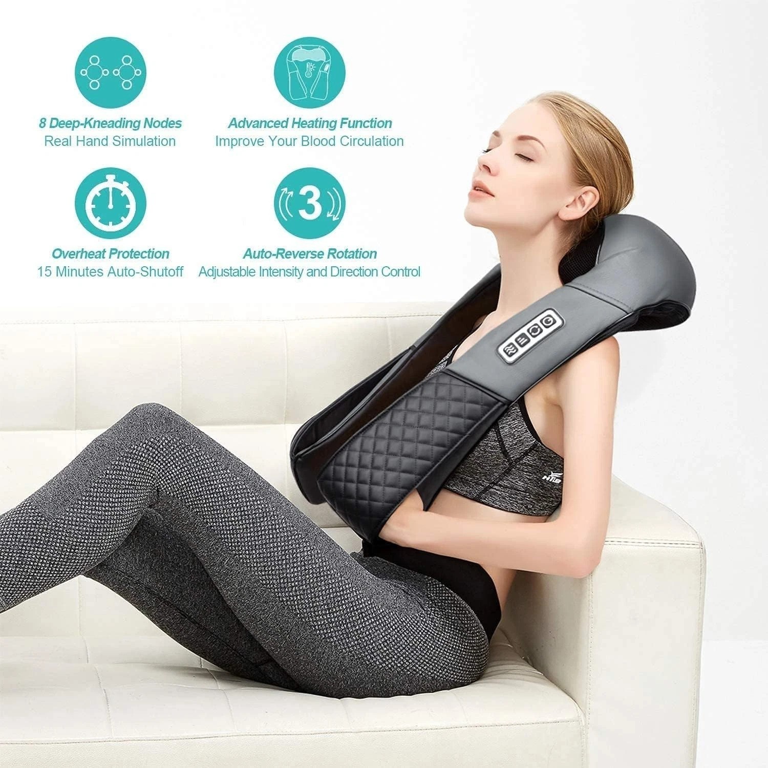 Neck Massager, Portable Electric Shiatsu Back Massage Device with Heat, Deep …
