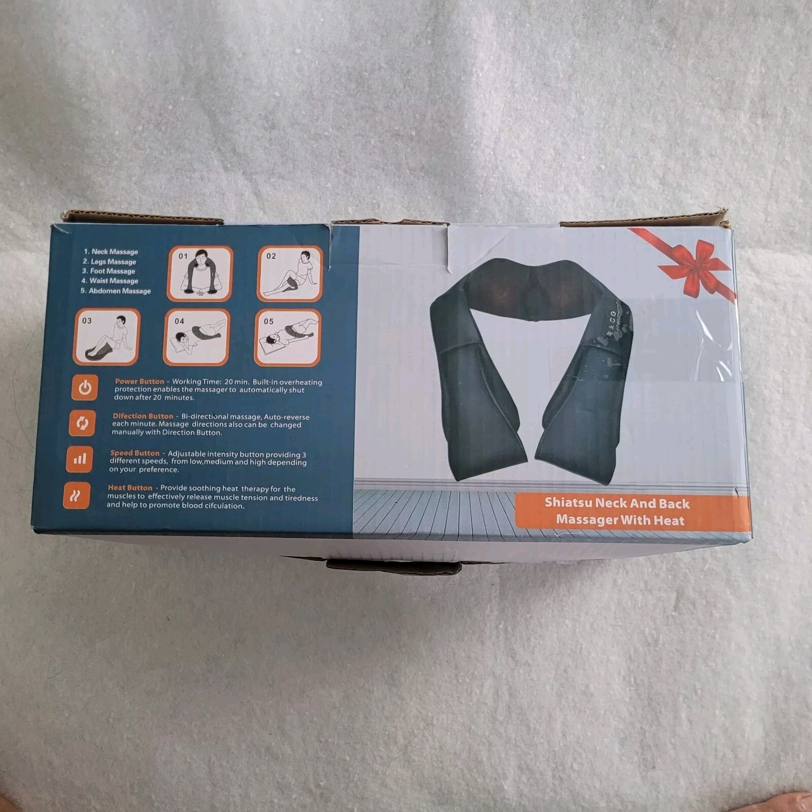 Shiatsu Neck, Legs, Foot, Waist & Abdomen Massager & Heat with Car Lighter Power