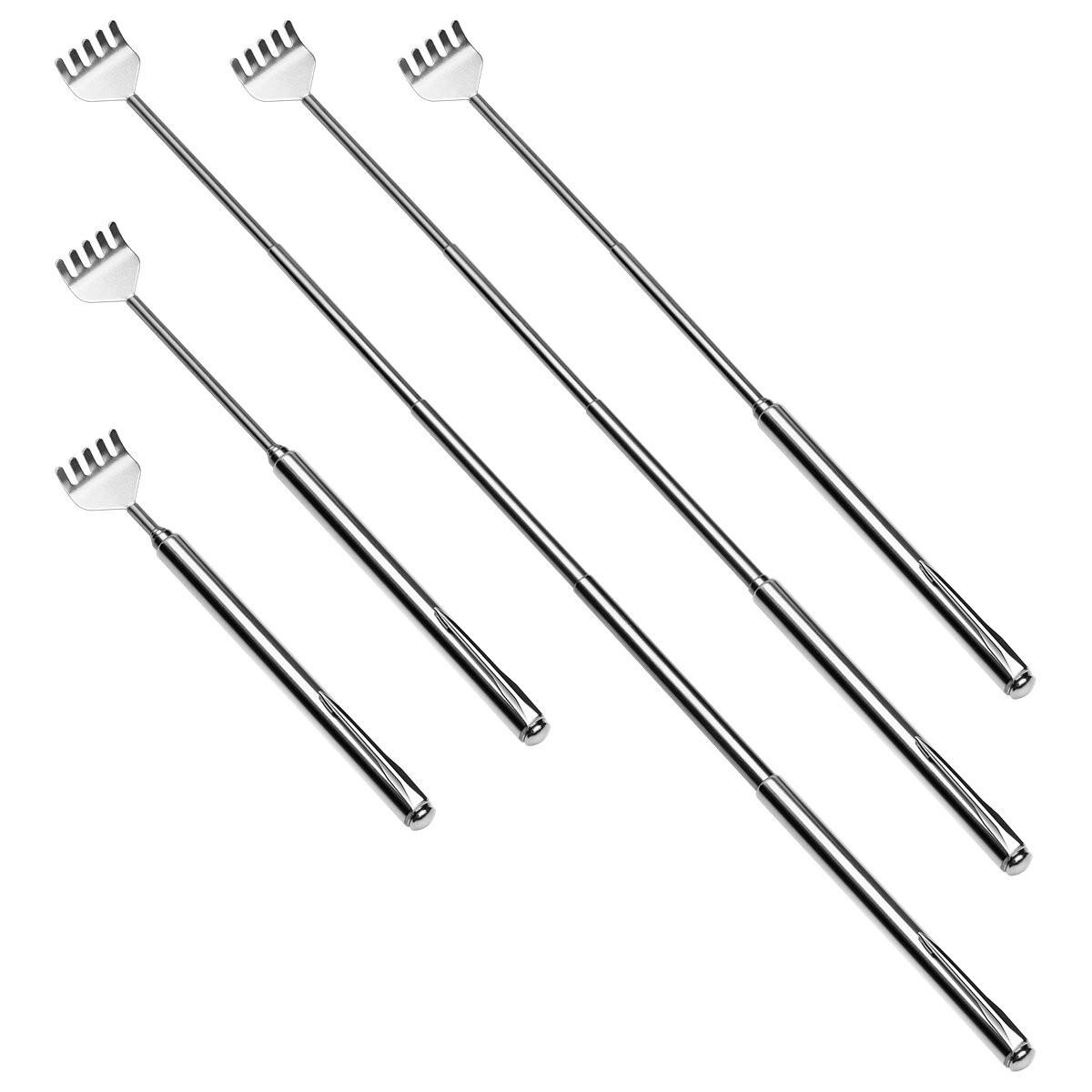 Petutu Claw Back Scratcher Extendable, Metal 8 Count (Pack of 1), Silver