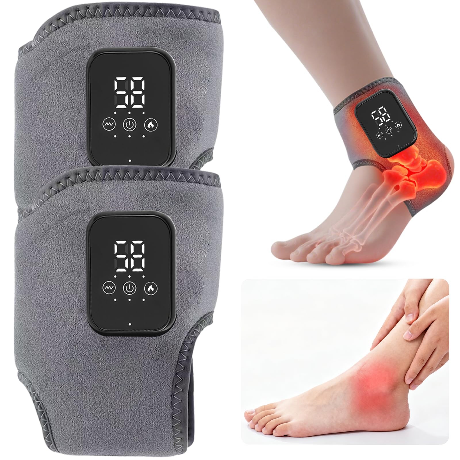 Foot Renew Ankle Massager with Vibration and Heat – Cordless Rechargeable Ankle