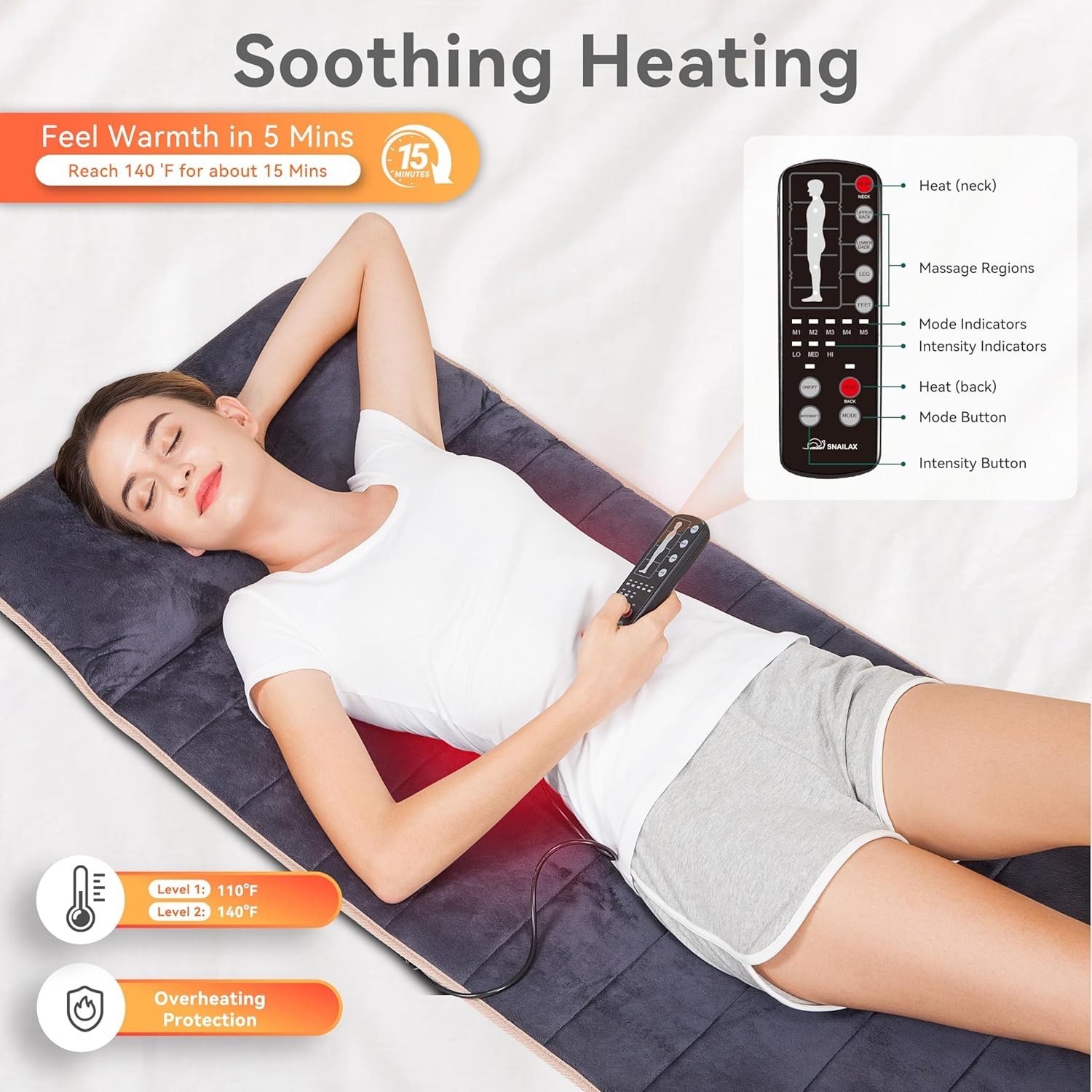 Memory Foam Full Body Massager with Heat – 10 Motors for Soothing Relief