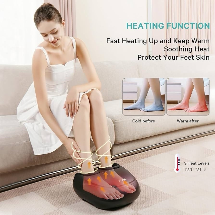 KNQZE Foot Massager Deep Kneading Shiatsu Foot Massager Machine w Heat No Remote