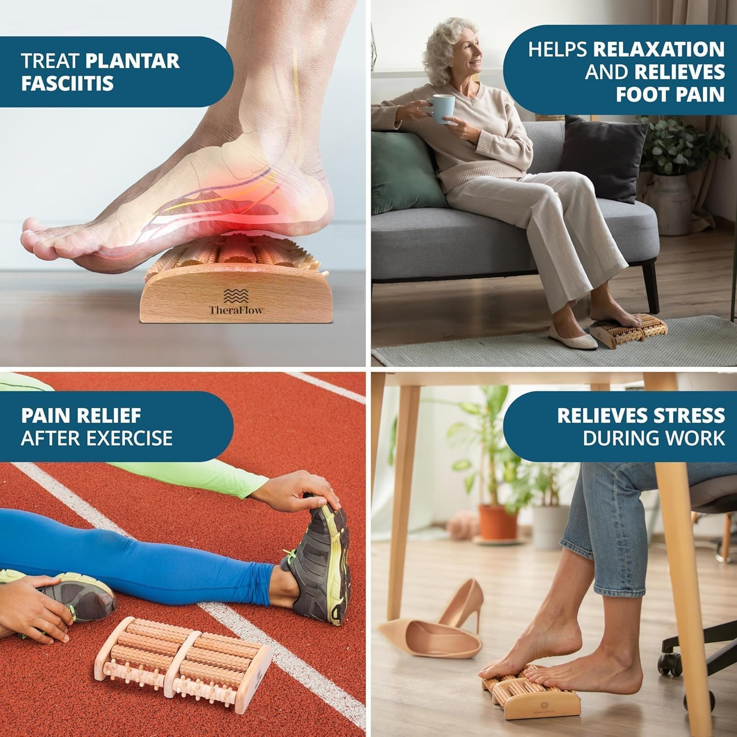 Theraflow Foot Roller for Plantar Fasciitis Relief and Neuropathy Pain Relief fo