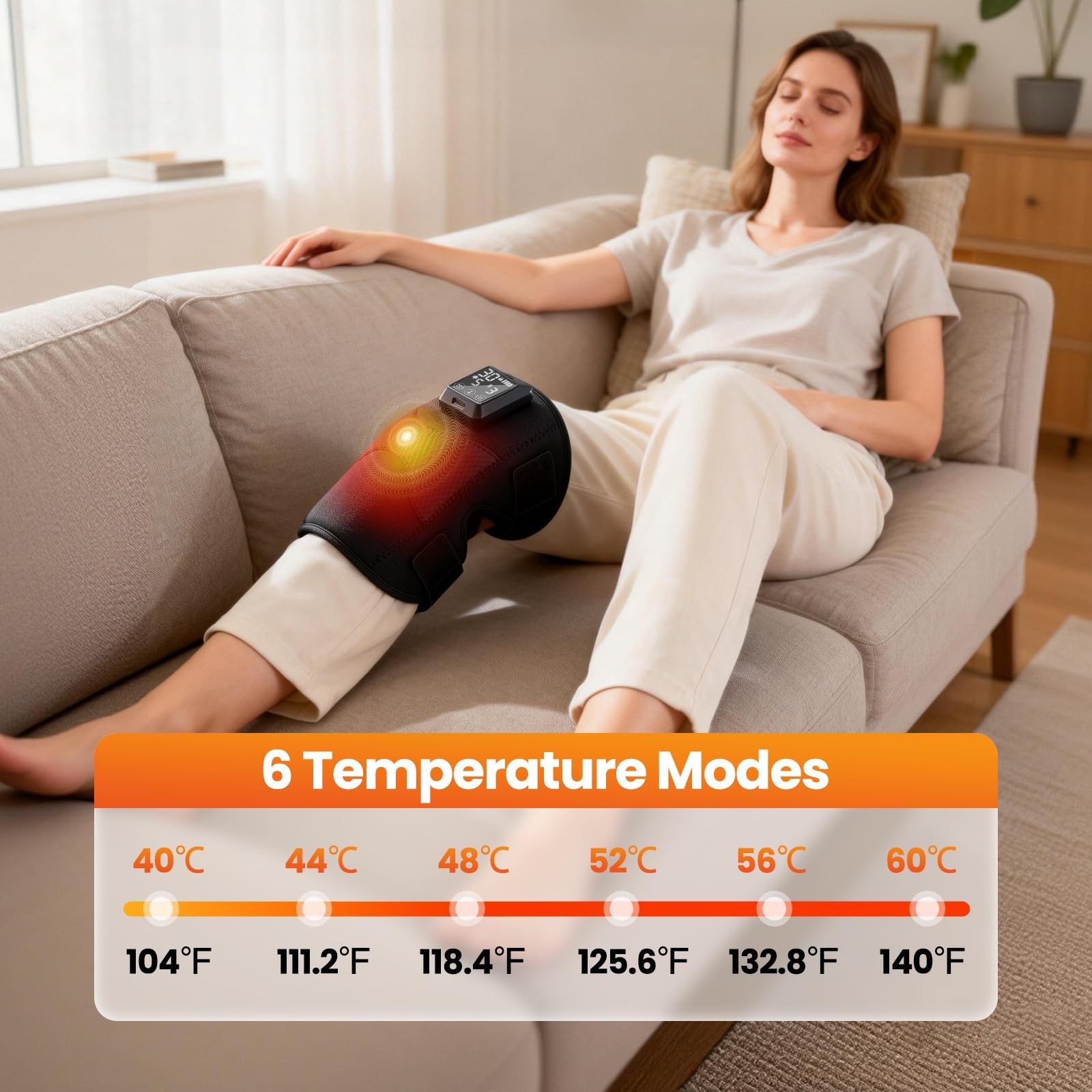 Knee Massager, 5000mAh Knee Heating Pad with 6 Heat & 6 Vibration Massage, He…