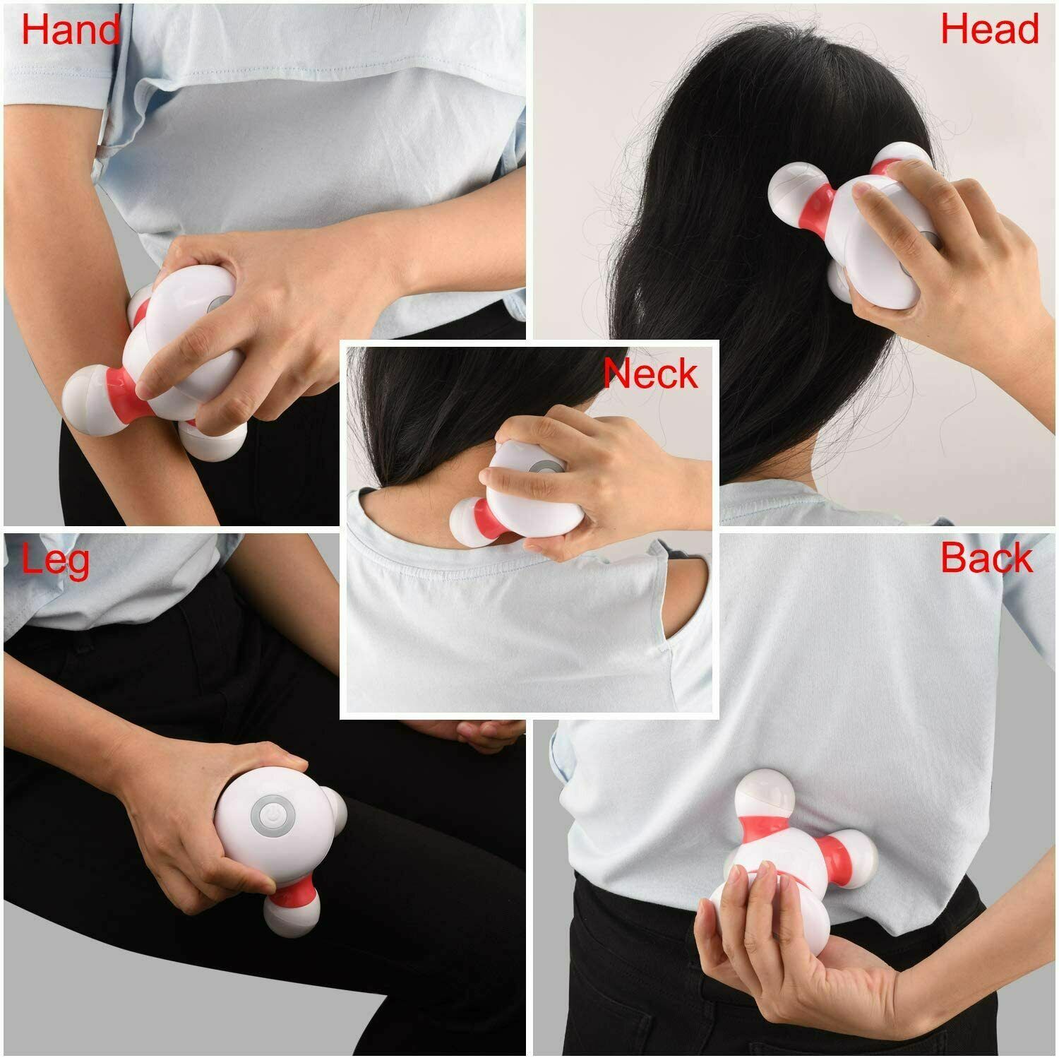 Handheld Massager Mini Portable Vibrating Body Massager with LED Light Battery