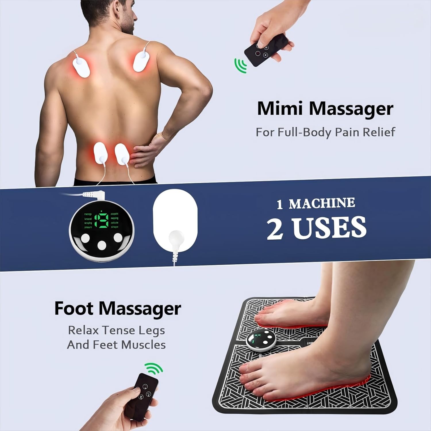 Foot & Body Massager | LCD Display, Pain Relief for Back & Legs
