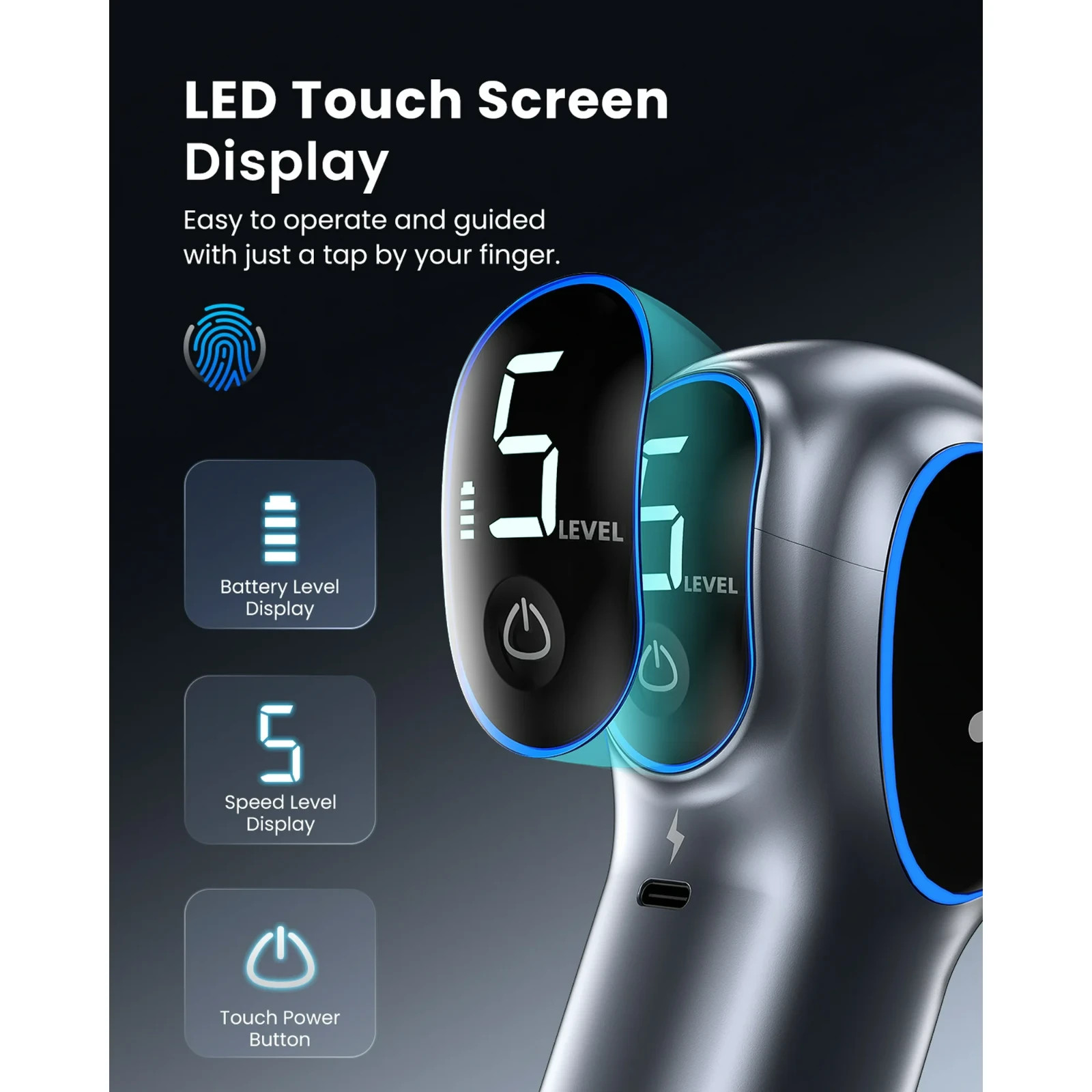 Renpho Handheld Massage Gun Deep Tissue, Back Massager for Pain Relief Cordless