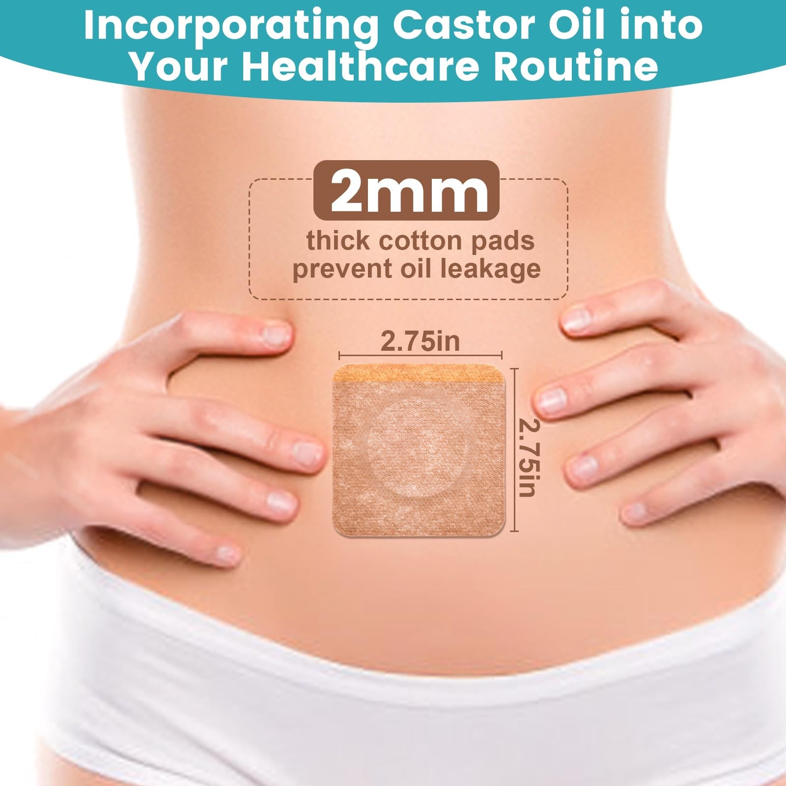 72Pcs Castor Oil Pack Wrap, Organic Cotton Castor Oil Patches for Belly Button,