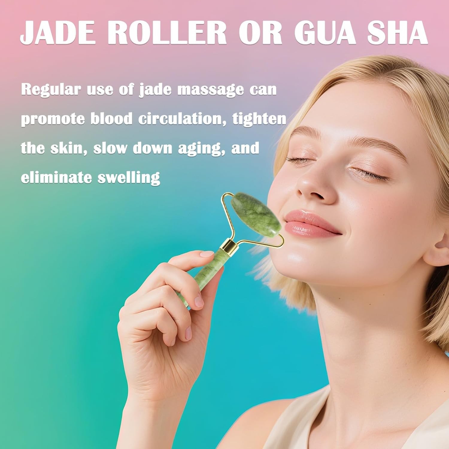 Jade Roller Gua Sha Tools – Nature Gua Sha Facial Tool Skin Tightening Face