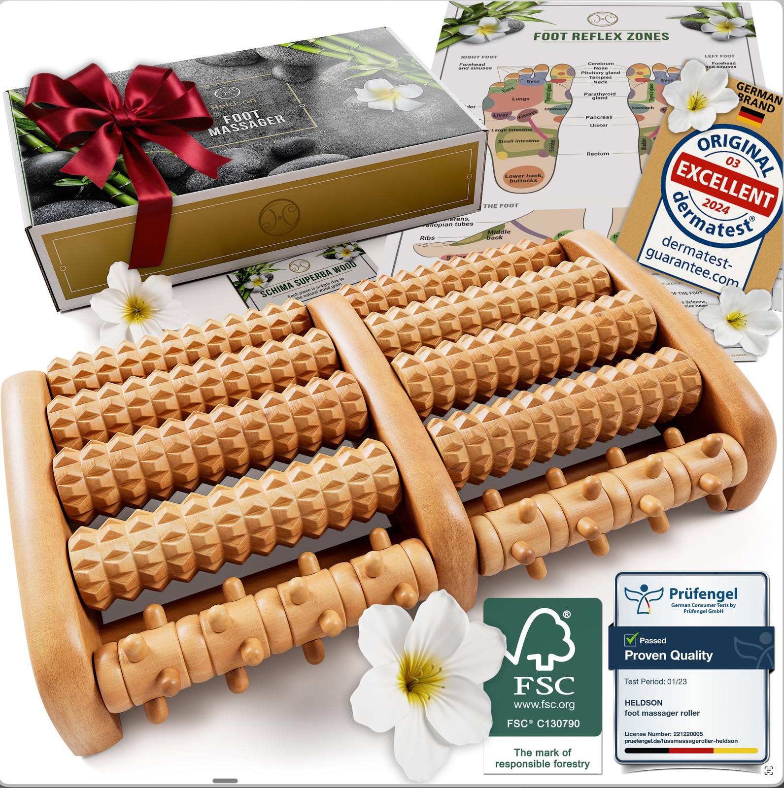 ® Foot Massager Roller Plantar Fasciitis Pain Relief – Wooden Under Desk Feet…