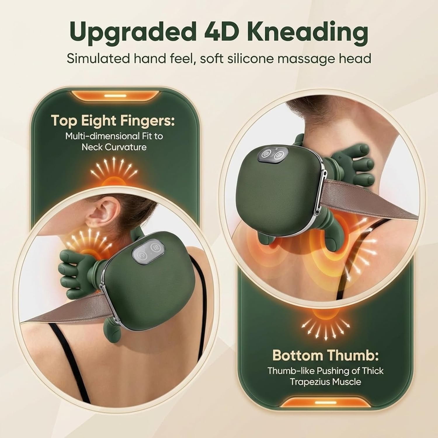 Electric Neck & Shoulder Massager with Heat Shiatsu 4D Kneading Pain Relief New