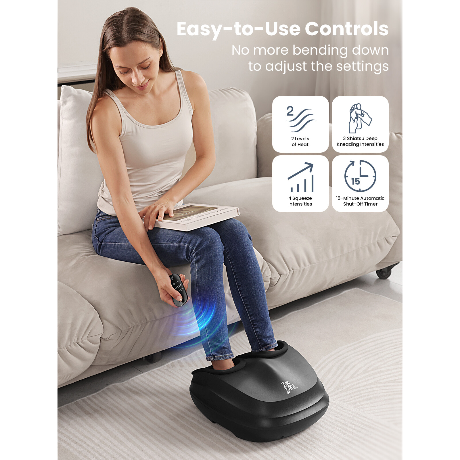 Shiatsu Foot Massager Machine Soothing Heat Compression Foot Wellness Massager